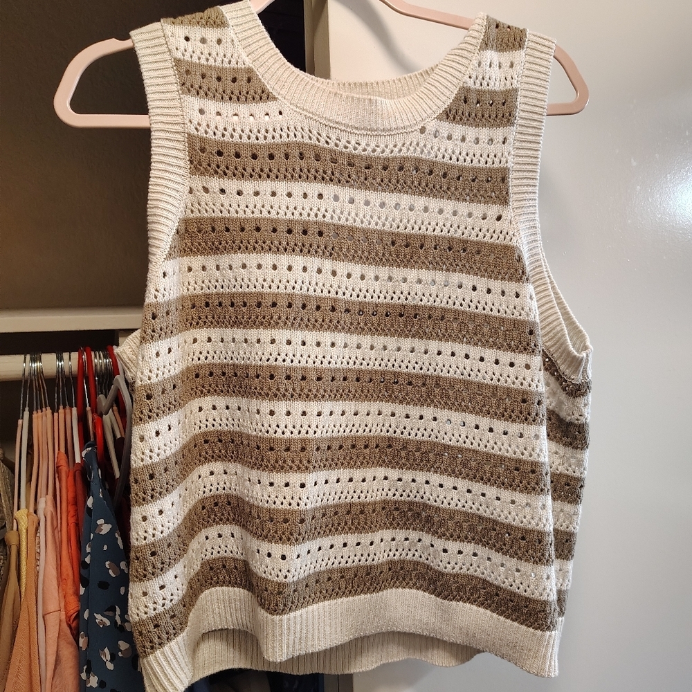 Tank sweater shirt cozy, breathable, preppy, y2k, bold, textured, summertime,fun